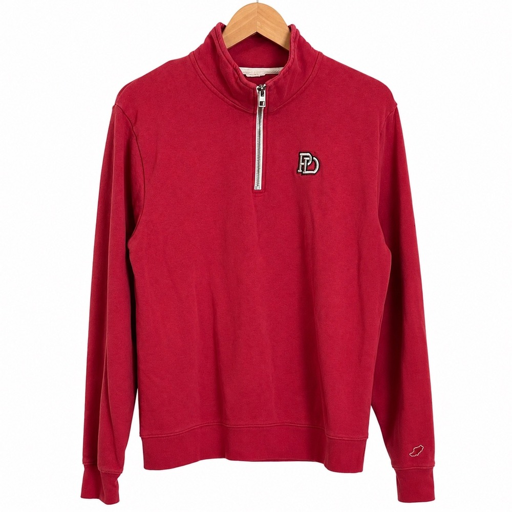 League‎ 91 Victory Quarter Zip Pullover Sweatshirt Womens Size M Red Wing Fleece